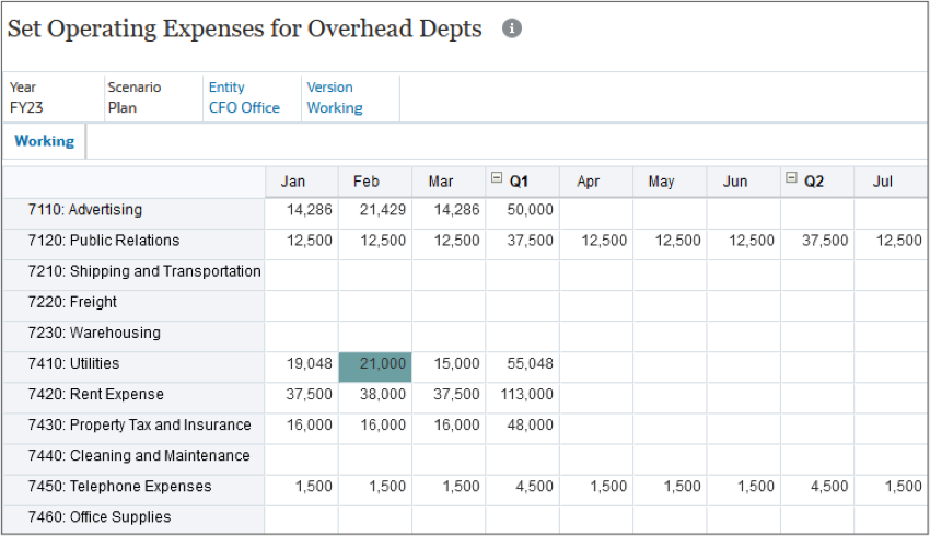 Expense form with Supporting Detail Displayed